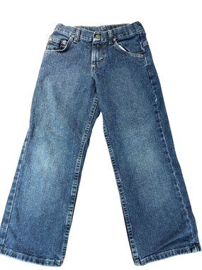 Boys Wrangler Rugged Denim Jeans Straight Leg Sz 8 Adjust. Waistband (SKU:161B)